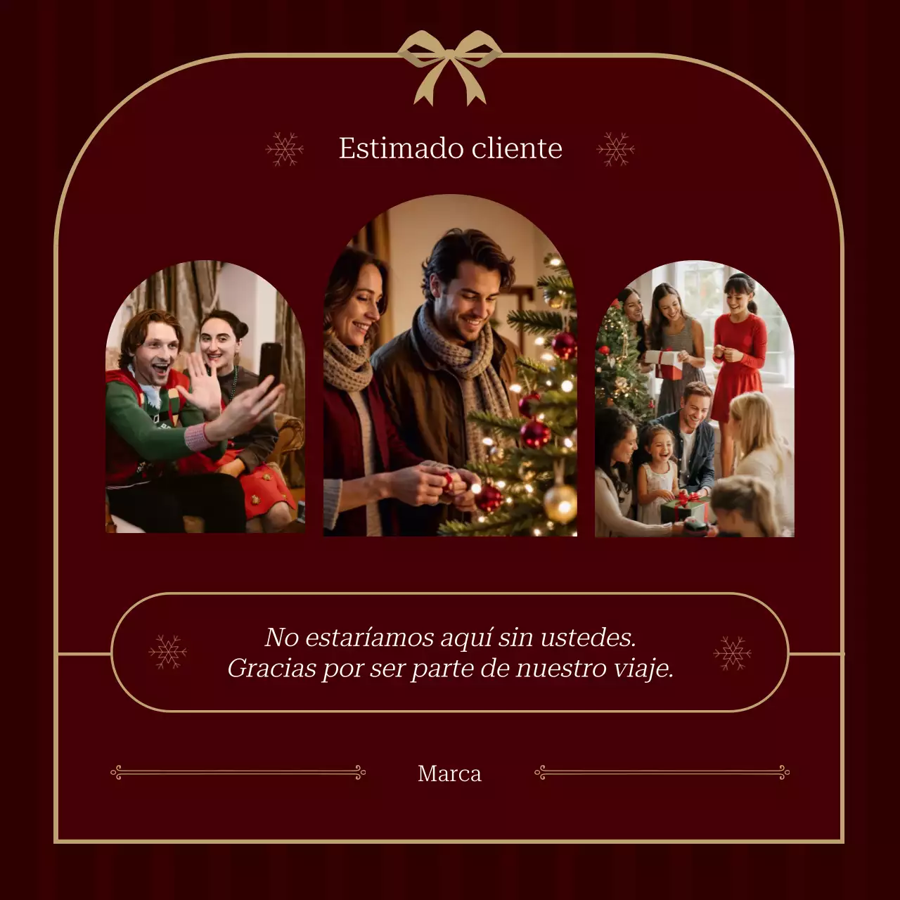 Tarjeta de felicitación navideña minimalista y elegante en rojo y beige para redes sociales