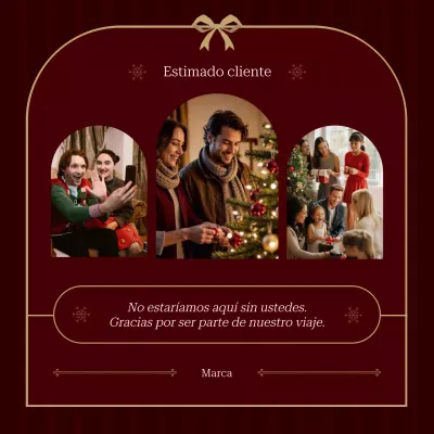 Tarjeta de felicitación navideña minimalista y elegante en rojo y beige para redes sociales