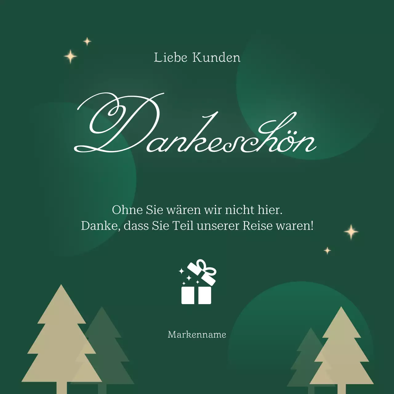 Klassische Weihnachtsgruß-Grußkarte in Grün und Braun für soziale Medien