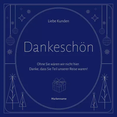 Blaue und beige minimalistische Weihnachtsgruß-Grußkarte im Art-déco-Stil für soziale Medien