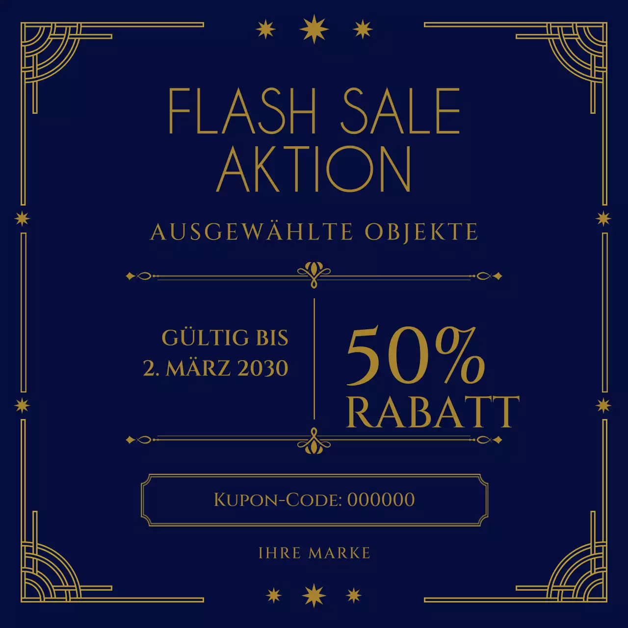 Braun-Gelb Art-Deco-Bundle-Gutscheinaktion für Social Media zum neuen Jahr