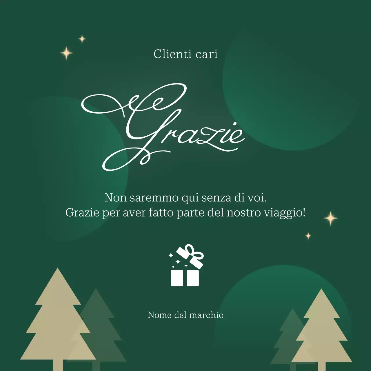 Quadrato dei social media con auguri di Natale classici verdi e marroni