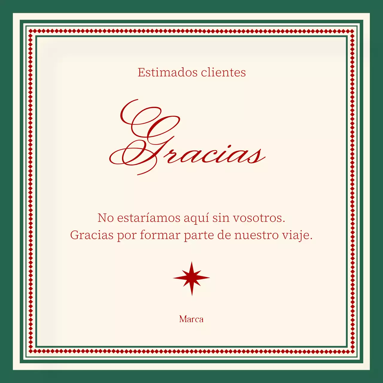 Cuadrado clásico minimalista de felicitación navideña en beige y rojo para redes sociales