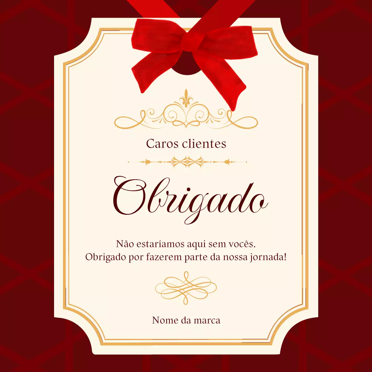 Cartão de Natal Clássico Elegante em Vermelho e Creme para Redes Sociais - Quadrado para Mídias Sociais