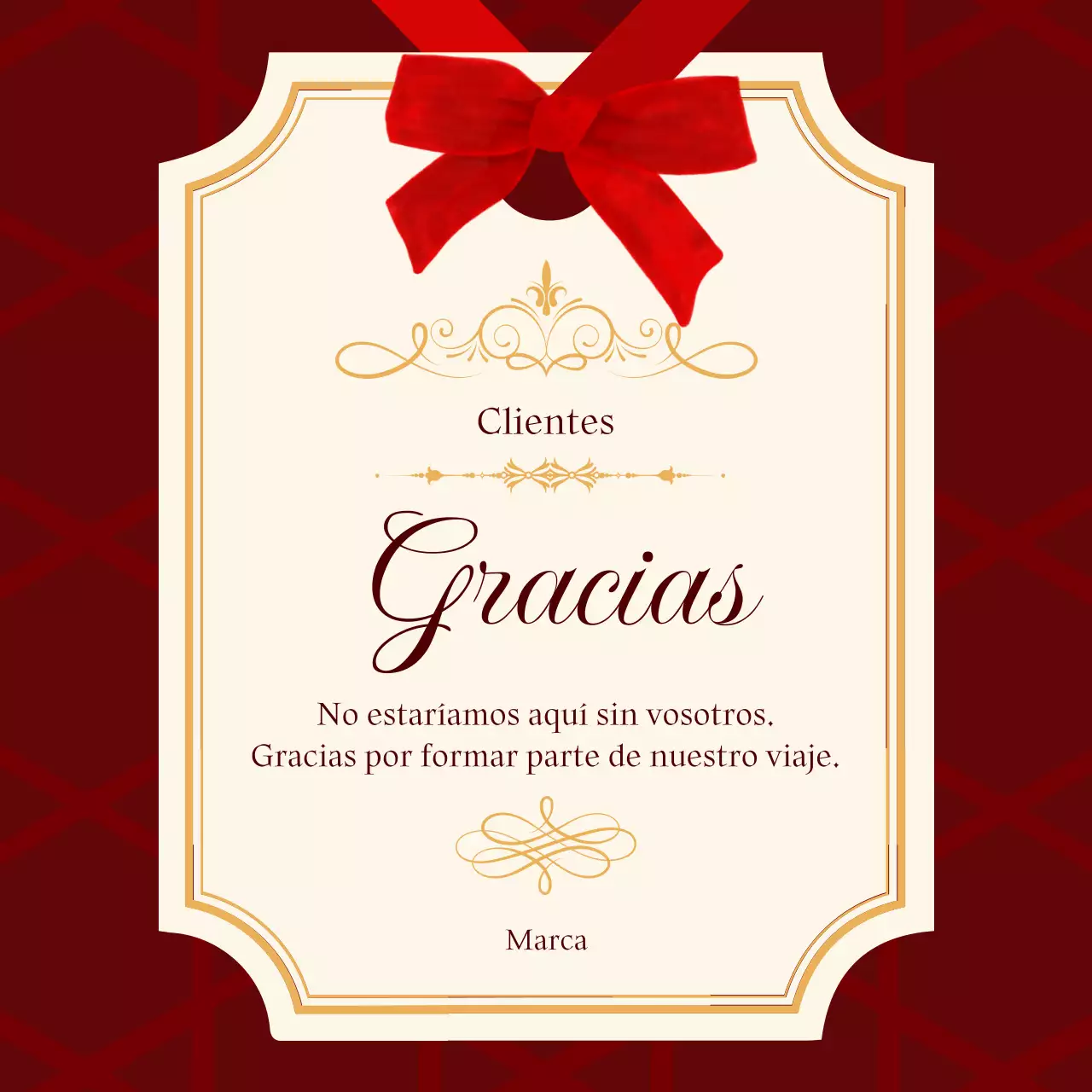 Tarjeta de felicitación navideña clásica y elegante en rojo y crema para redes sociales