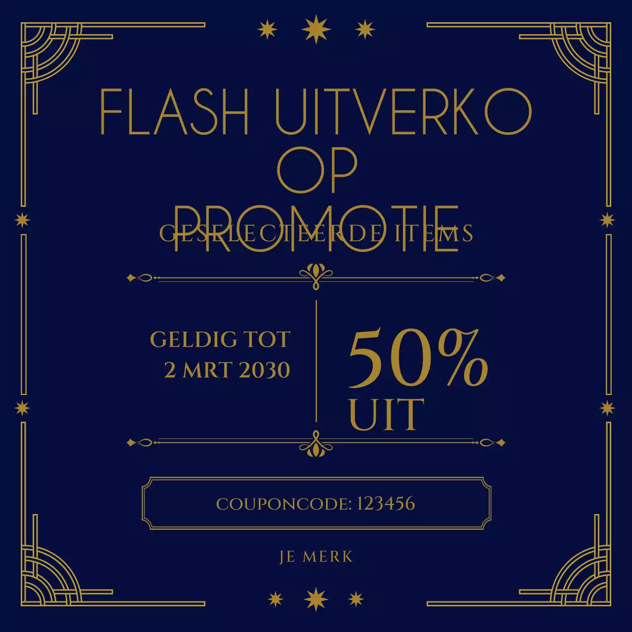 Bruin Geel Art Deco Bundel Coupon Promo voor Nieuwjaar Social Media