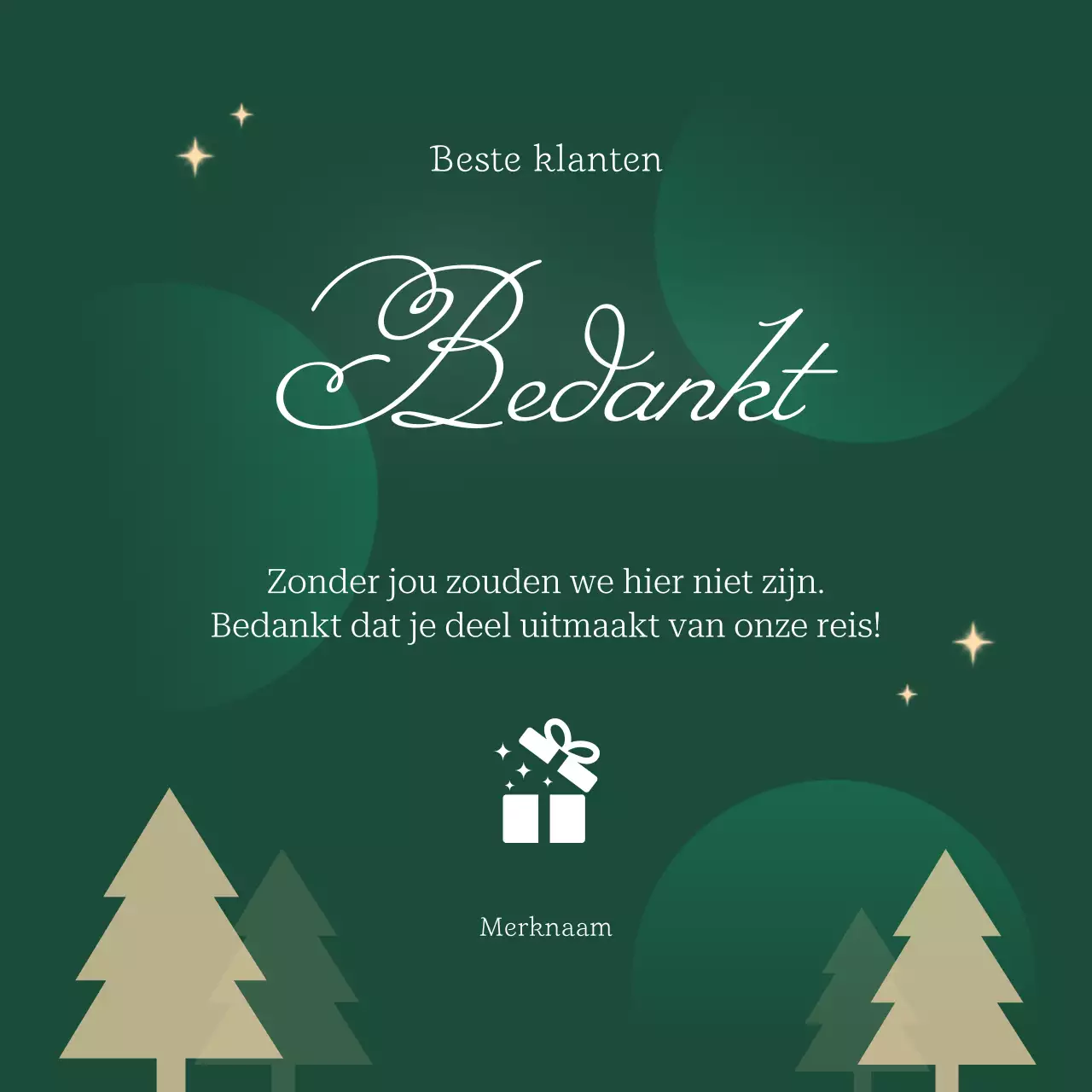Groen en bruin klassiek kerstgroet sociaal media vierkant