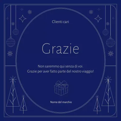 Social Media Square, auguri di Natale minimalista in stile Art Déco blu e beige