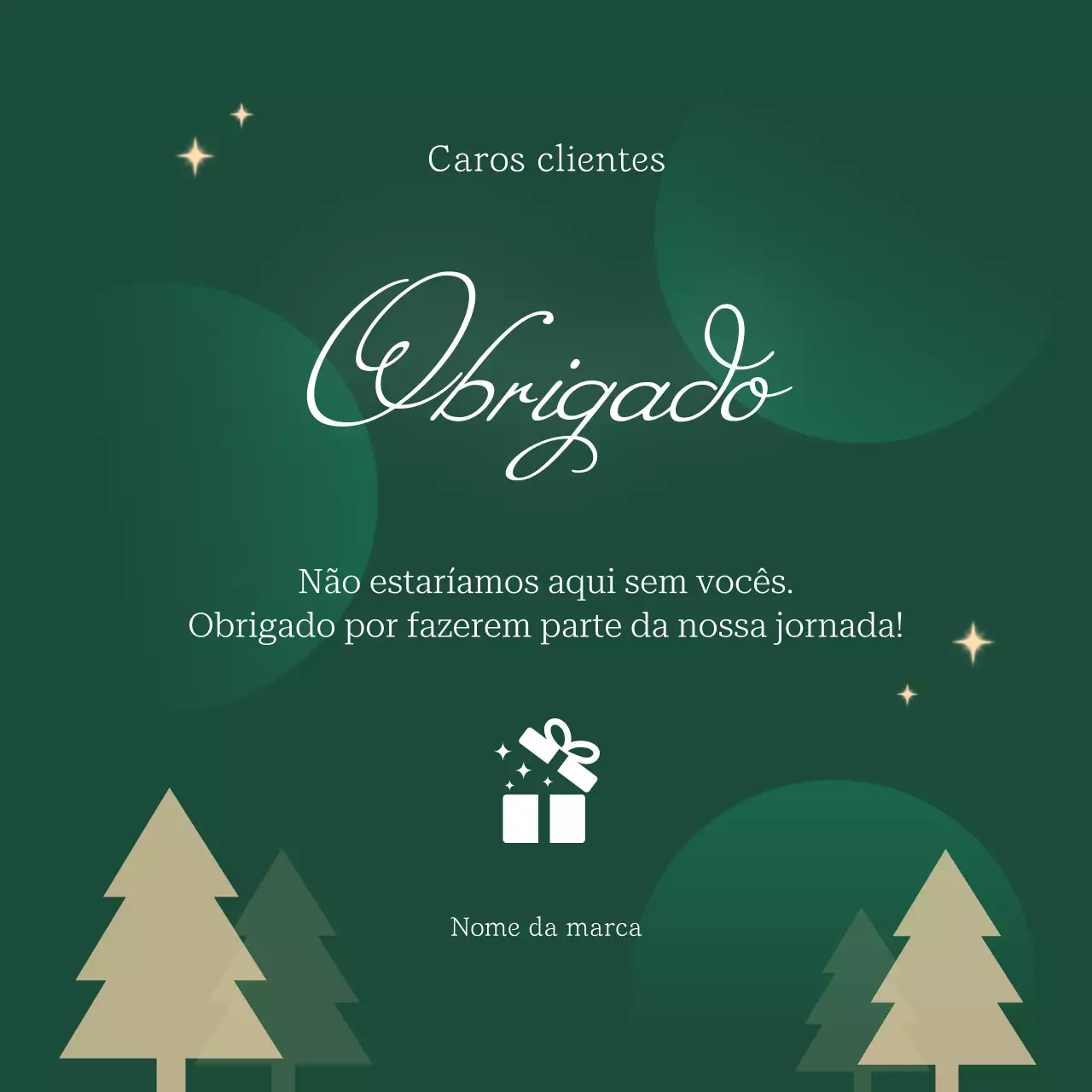 Mensagem clássica de Natal em verde e marrom para redes sociais.