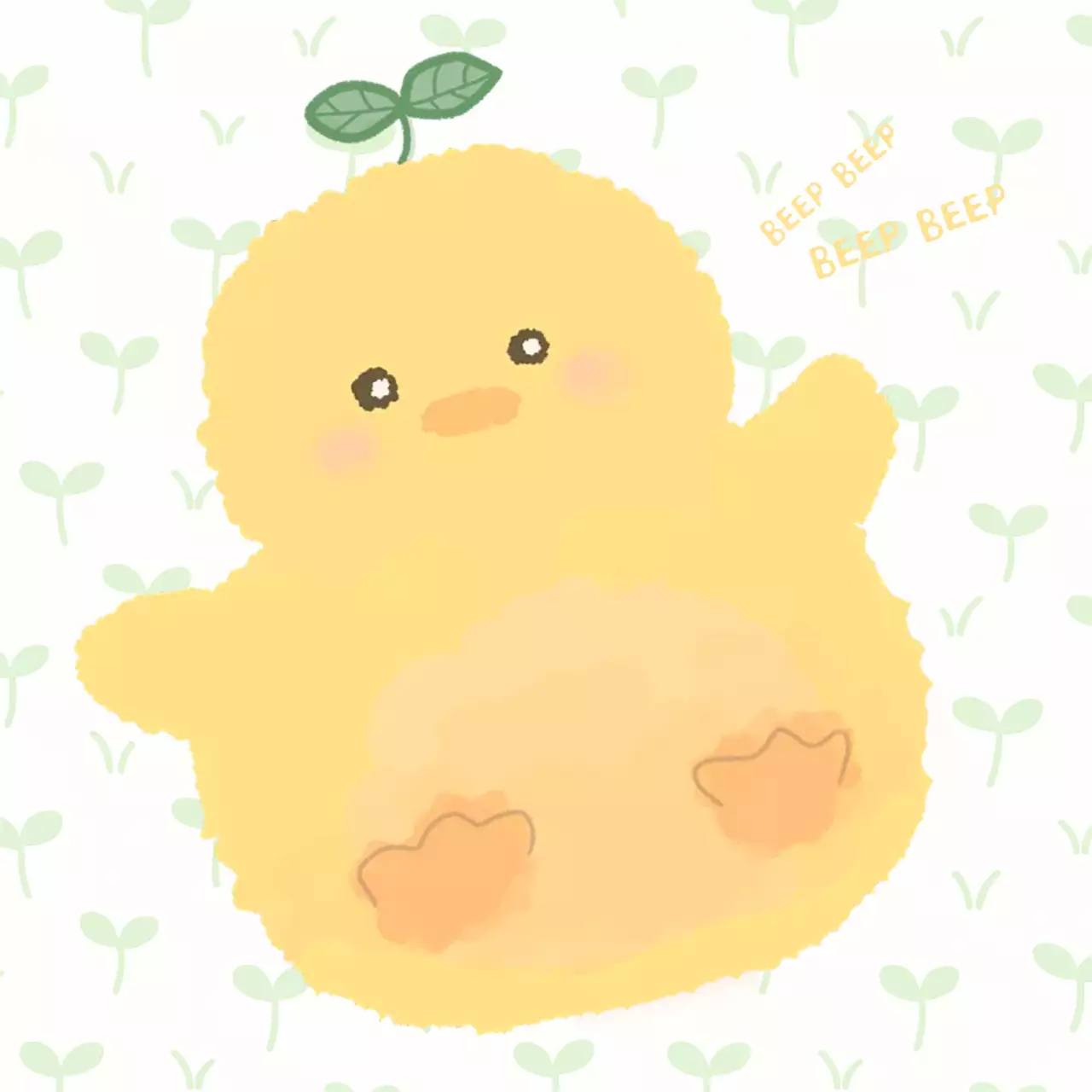 흰색 배경의 귀여운 노랑 병아리