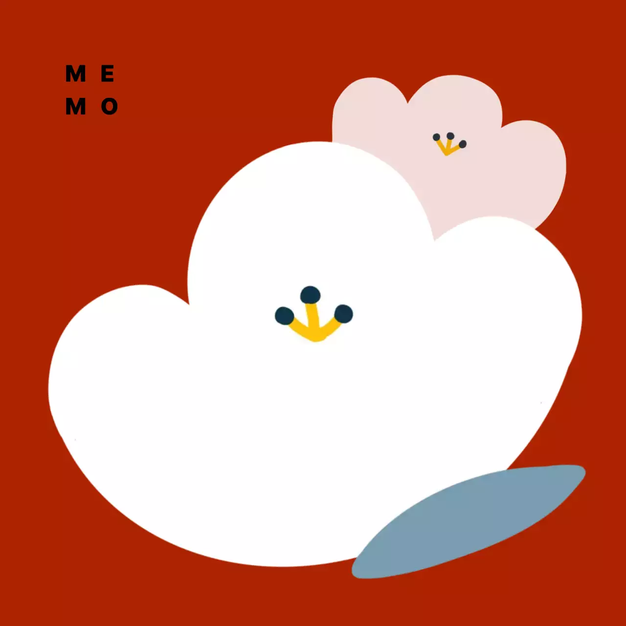 빨강 미니멀 동백 꽃 문구