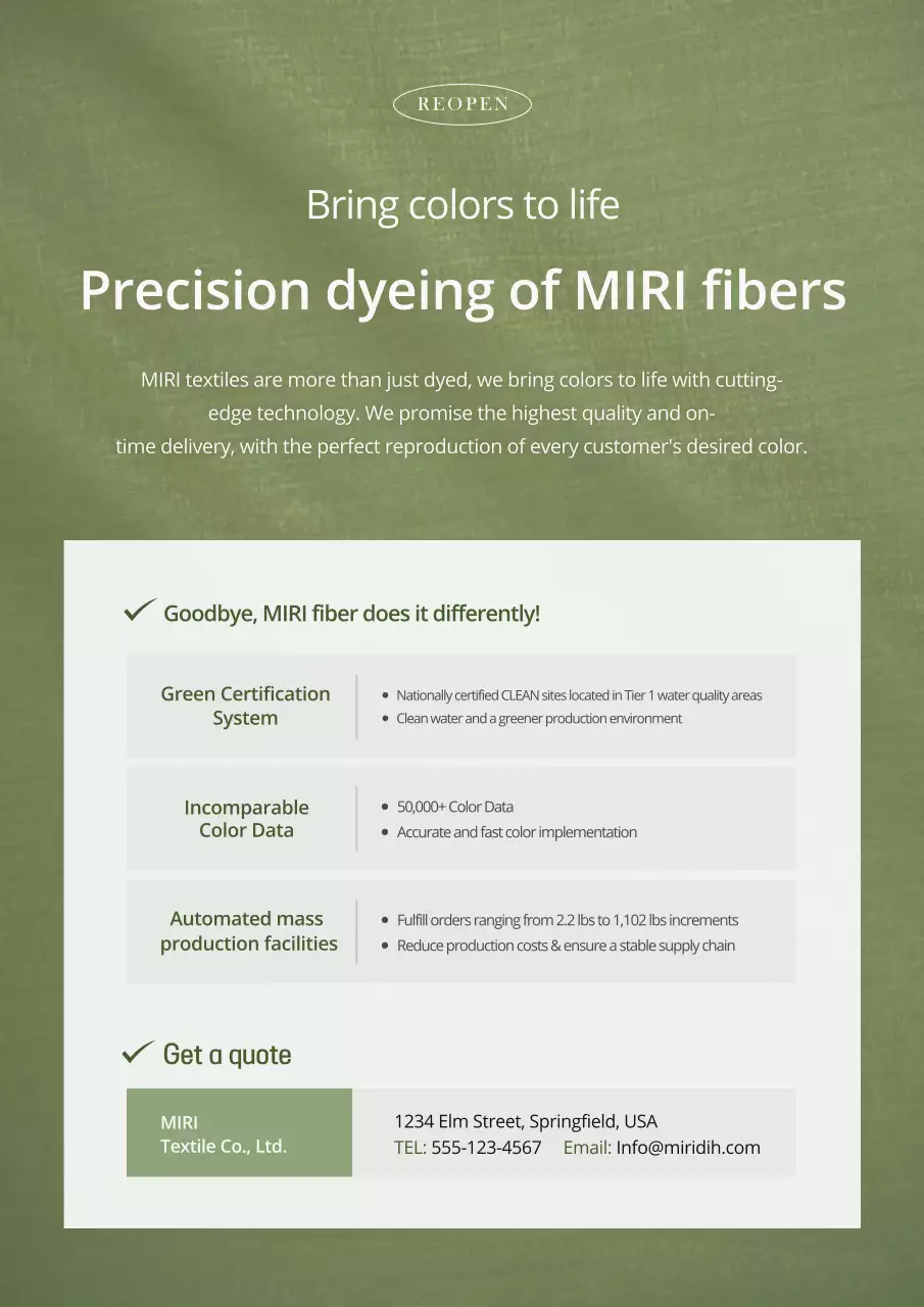 Green modern textile advertisement