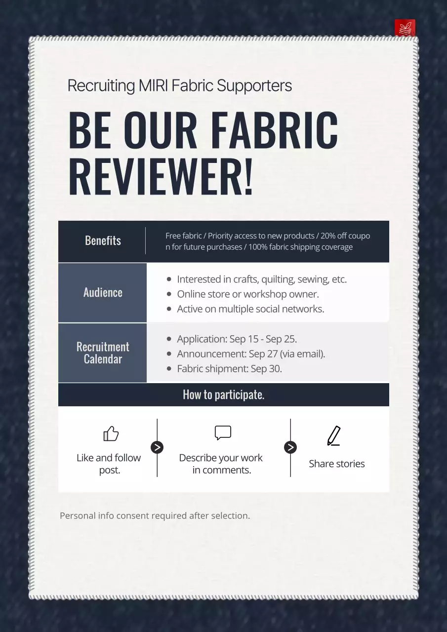 white modern fabric recruitment announcement