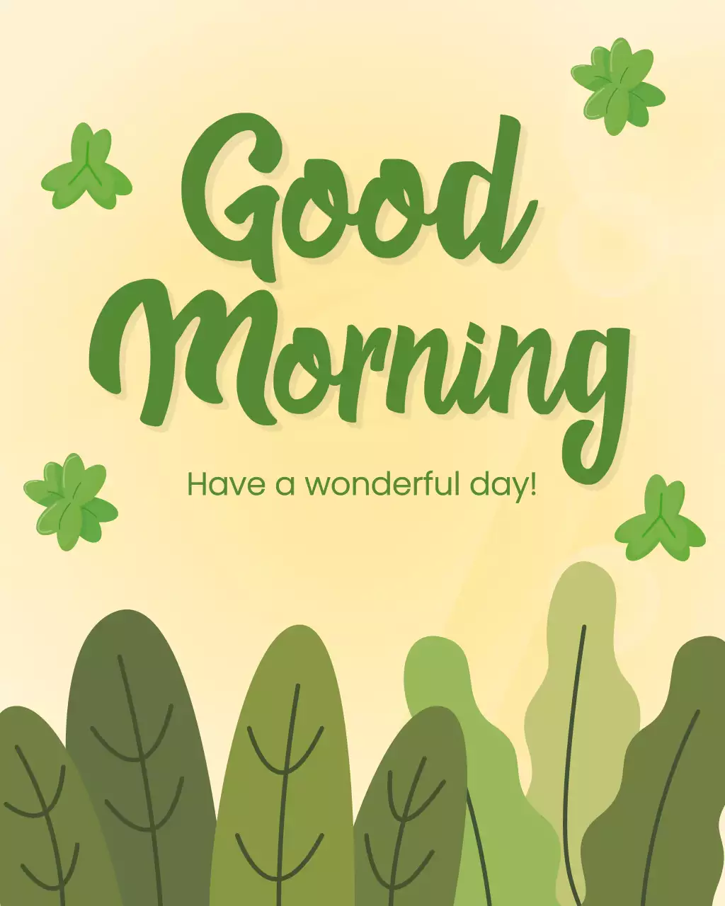 녹색 식물과 노란색 배경 좋은 아침