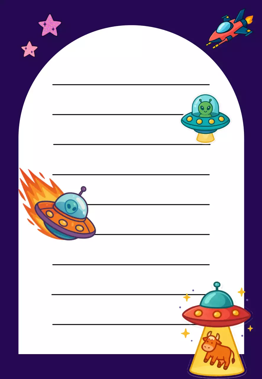 보라와 네이비색의 키치한 우주 외계인 페이지