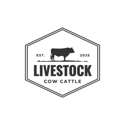 Black Retro Cow Badge for Brand Identity