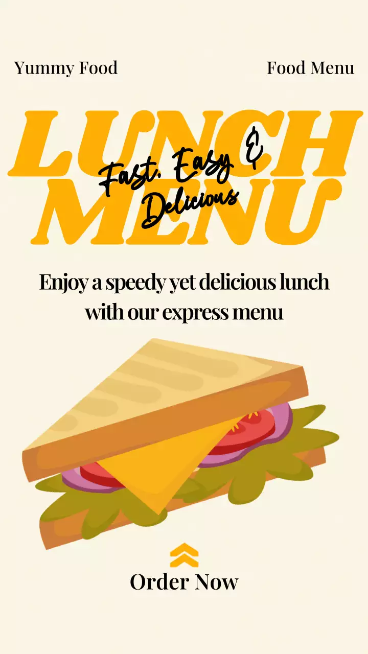 점심 샌드위치 파스텔 옐로우 심플 플레인