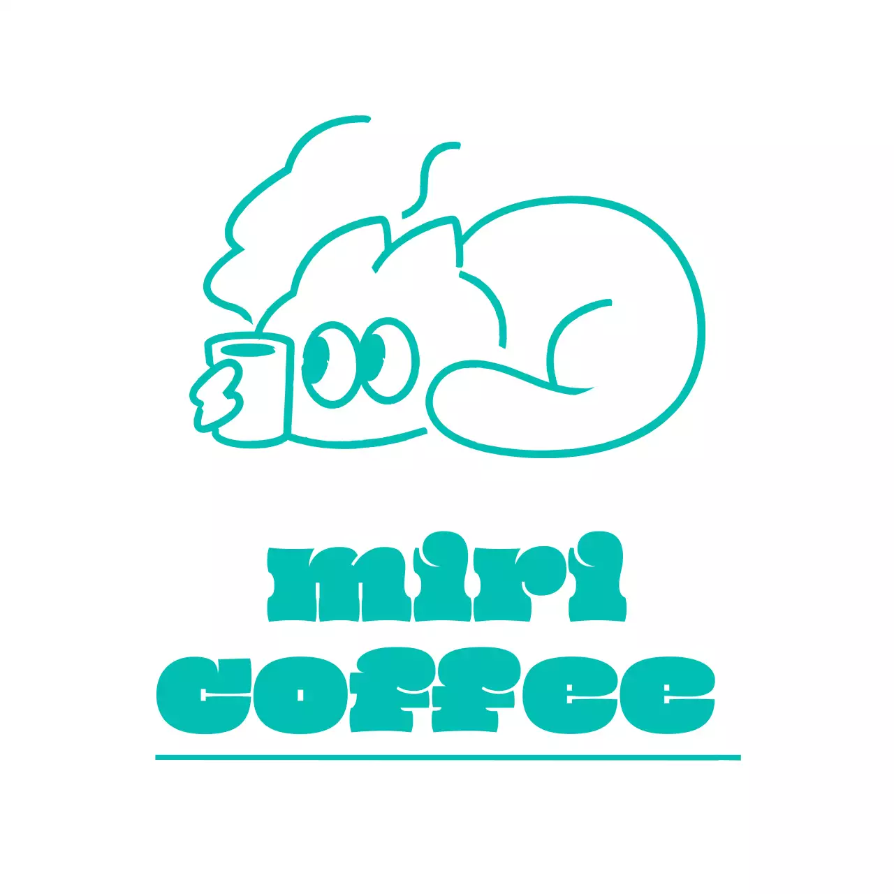 ミント シンプル カフェ ロゴ イラストロゴ