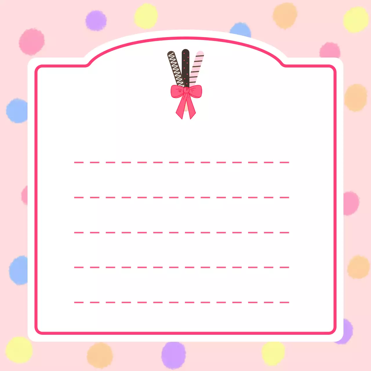 핑크 아기자기한 막대과자 문구