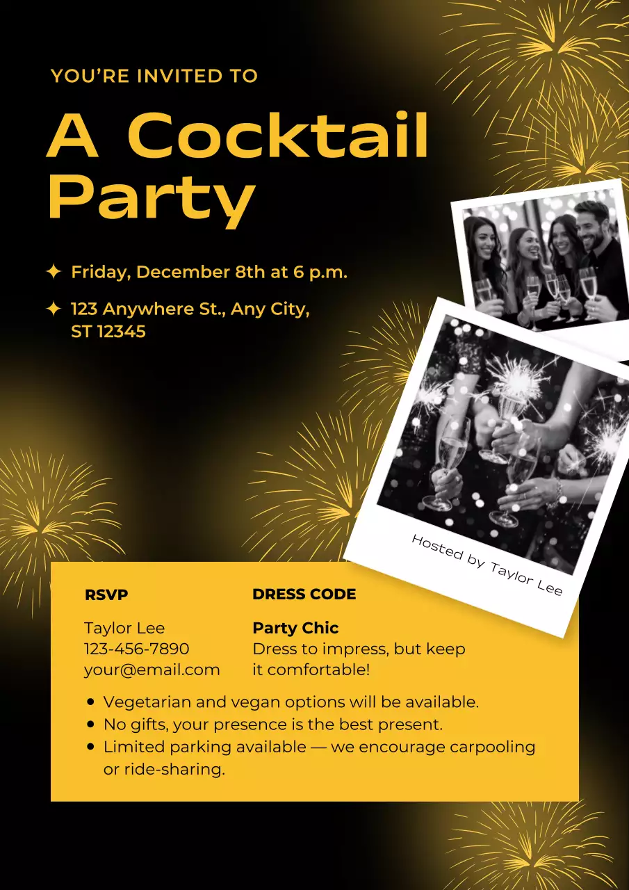 New Year Cocktail Party Invitation Web Poster