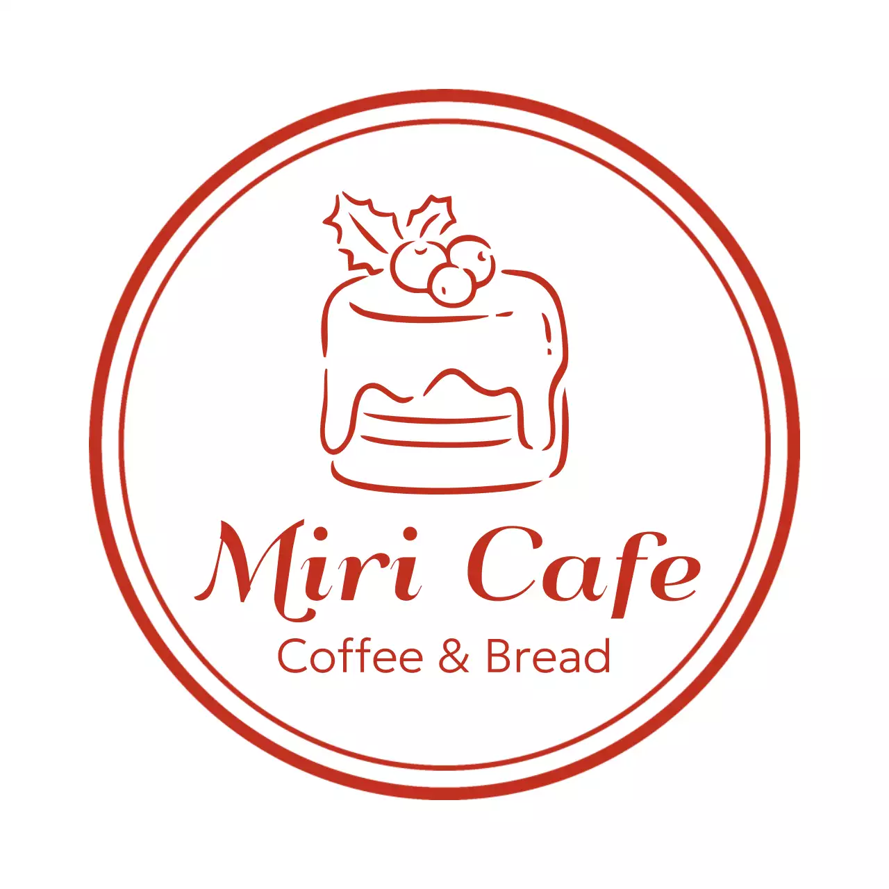 赤 シンプル カフェ ロゴ シンボルロゴ