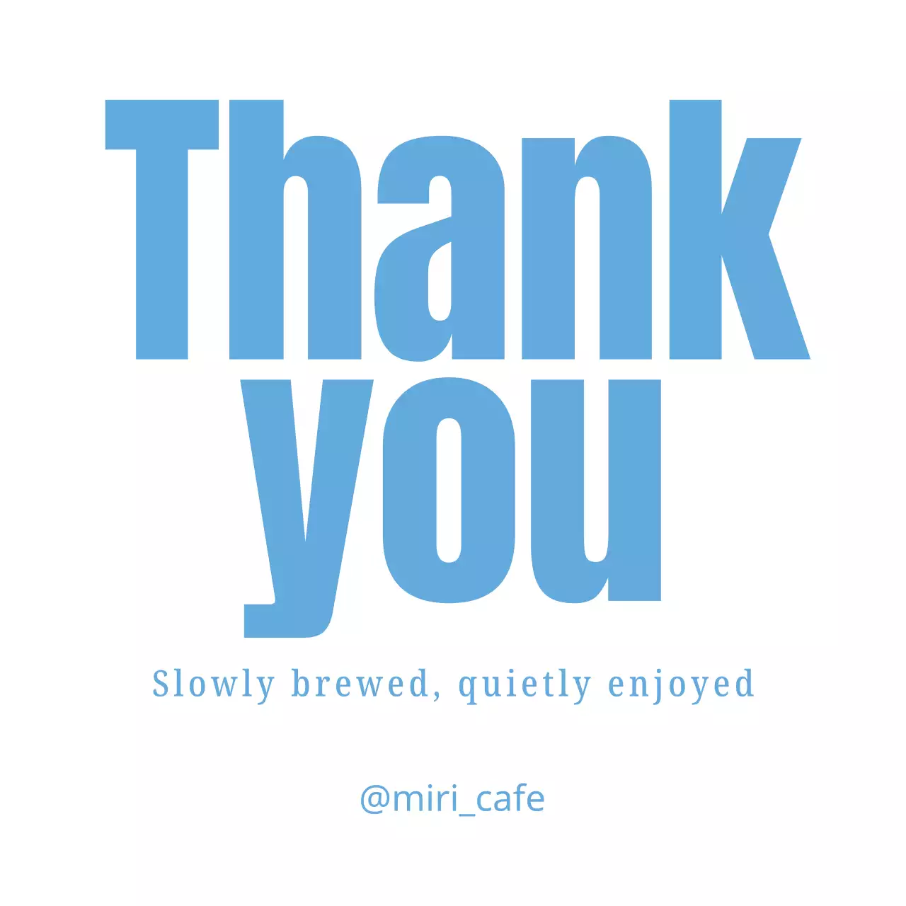 青 シンプル カフェ メッセージ サンキュー