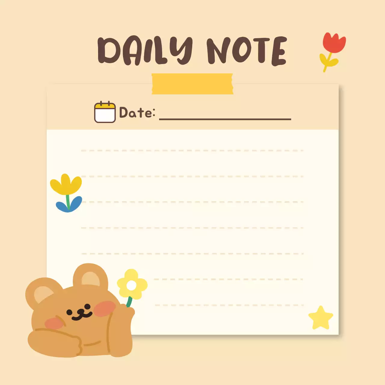 심플 베이지 귀여운 곰돌이 데일리