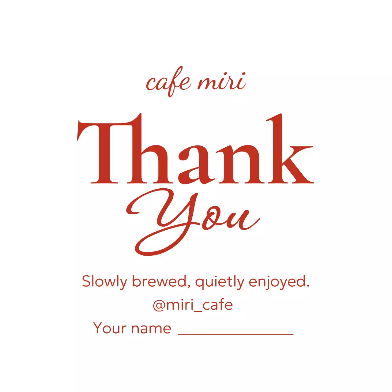 赤 シンプル カフェ カード サンキュー