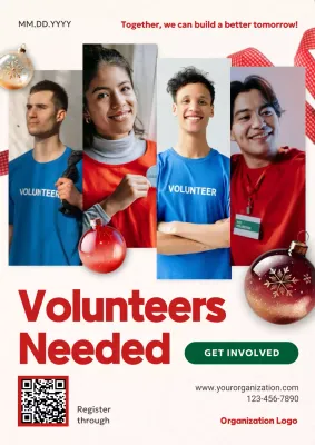 Red Modern Volunteer Recruitment Poster