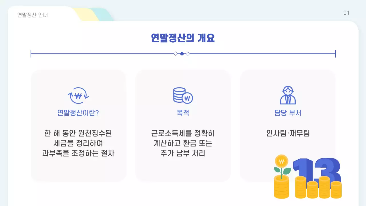 하늘색 심플 연말정산 안내