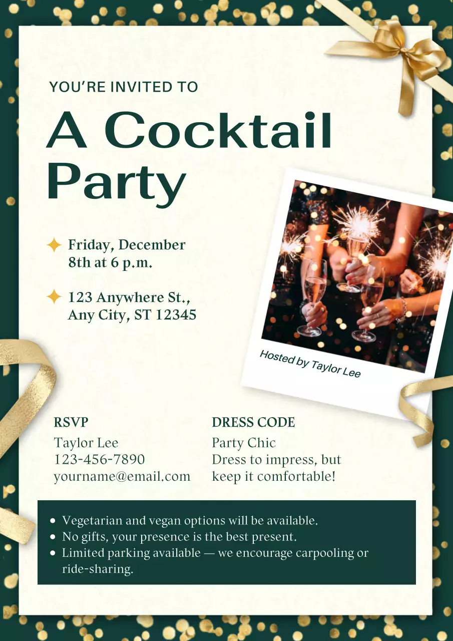 New Year Cocktail Party Invitation Web Poster