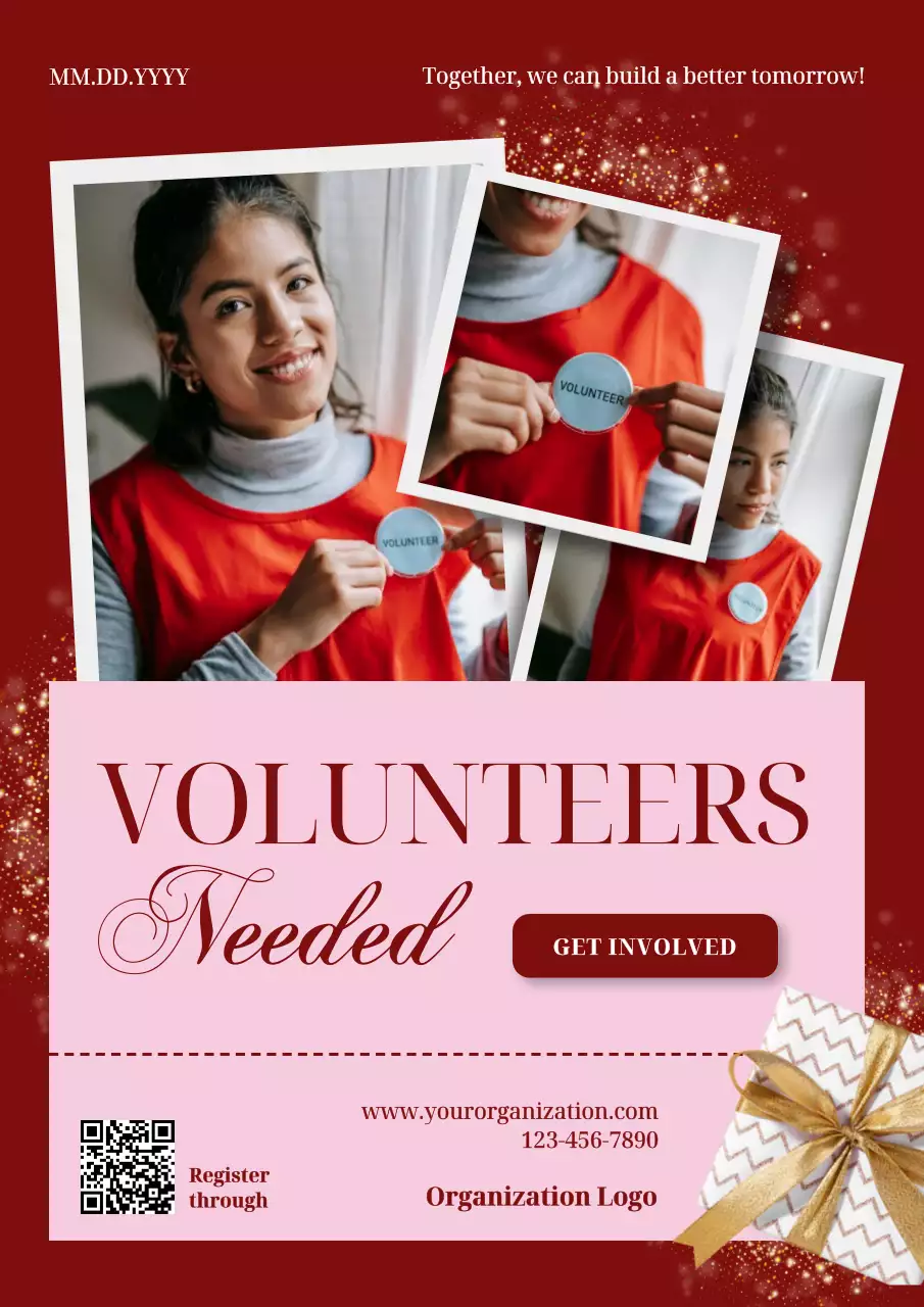 Red Elegant Volunteer Recruitment Poster