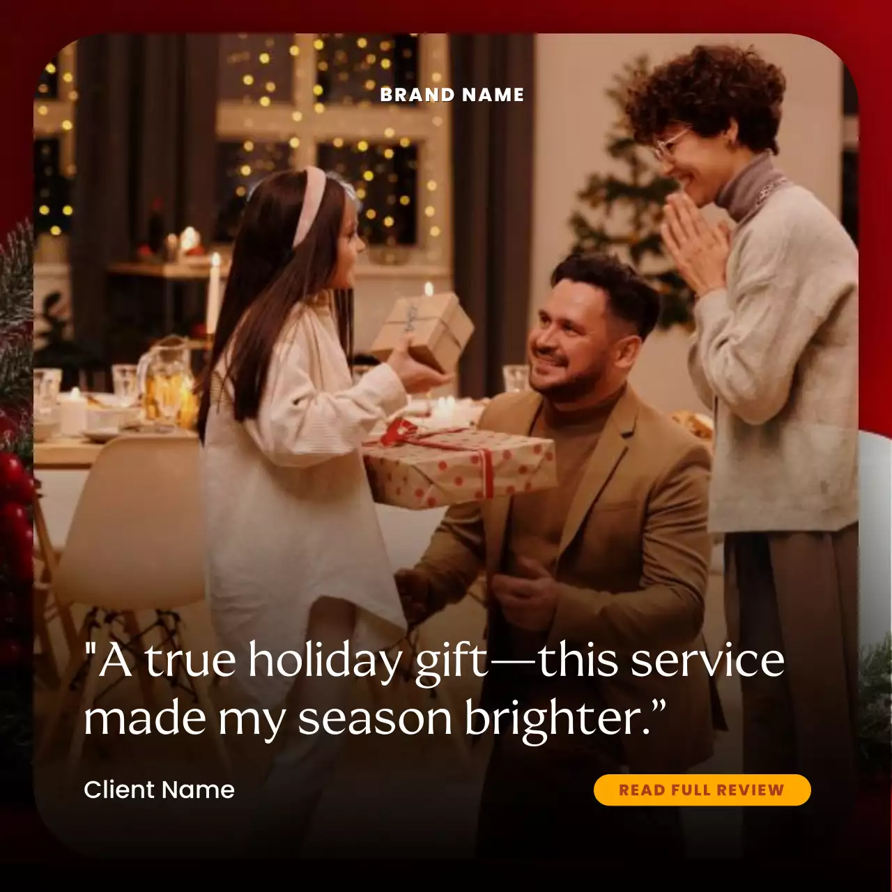 Red Festive Holiday Greeting Card Social Media Square