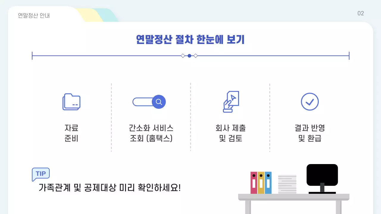 하늘색 심플 연말정산 안내