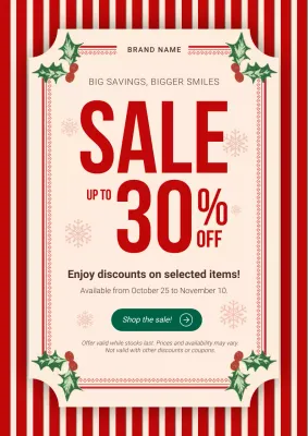 Red and Cream Modern Bold Christmas Promotion Poster