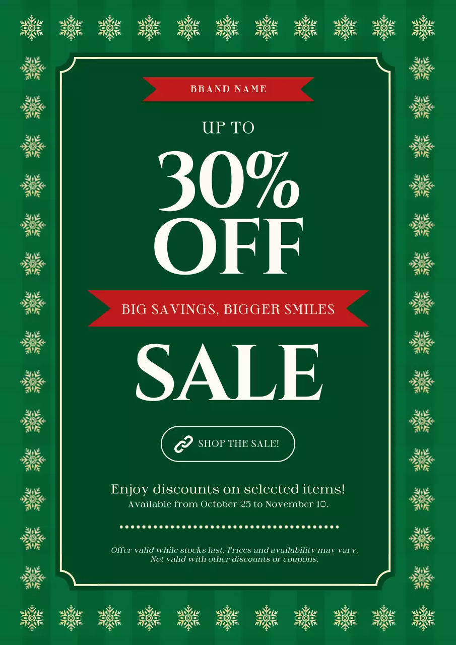 Green and White Minimalist Modern Christmas Sale Poster
