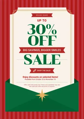 Red and Green Minimalist Christmas Sale Poster