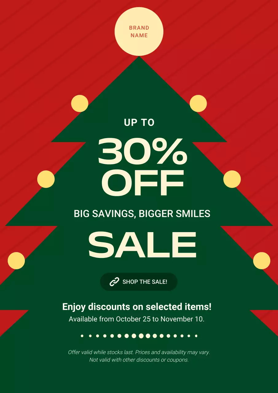 Green and Red Bold Illustrative Christmas Sale Poster