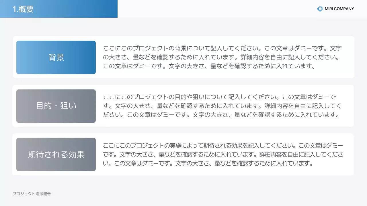 青 シンプル プロジェクト プレゼンテーション