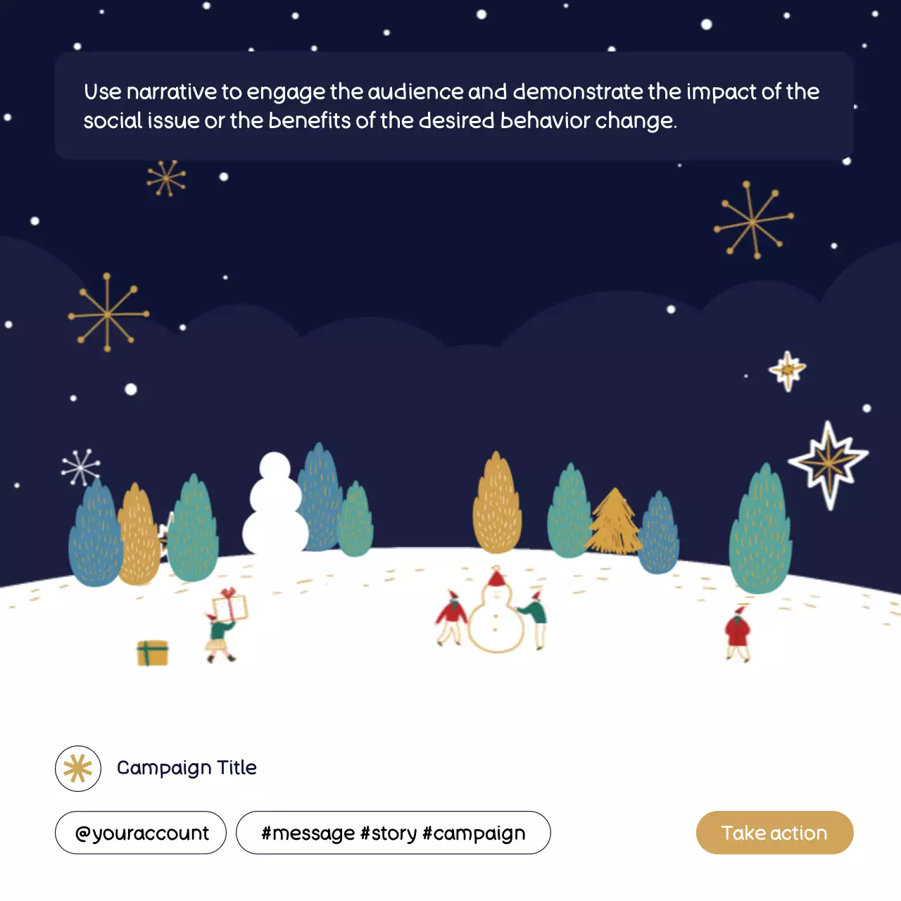 Navy Whimsical Winter Campaign Announcement Social Media Post