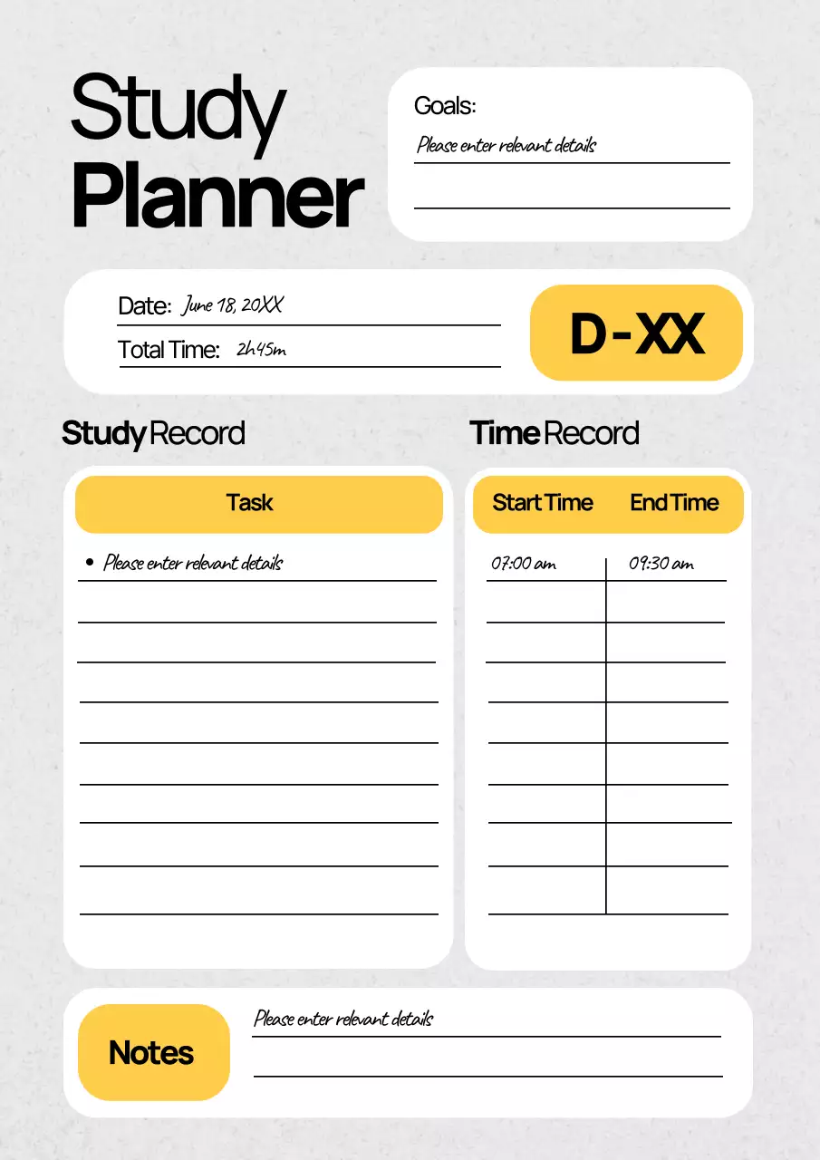 회색 깔끔 계획 다이어리