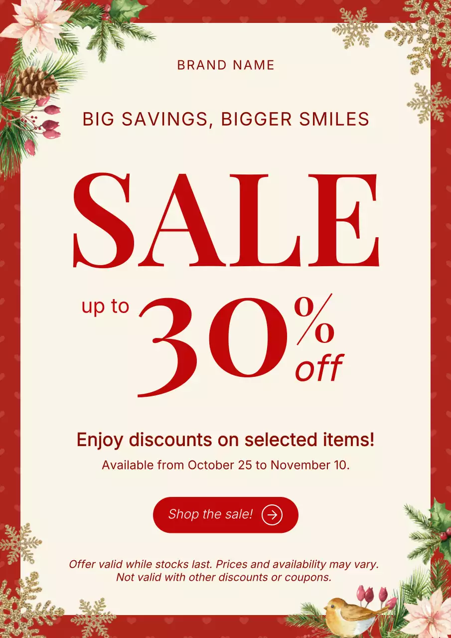 White and Red Classic Vintage Christmas Promotion Poster