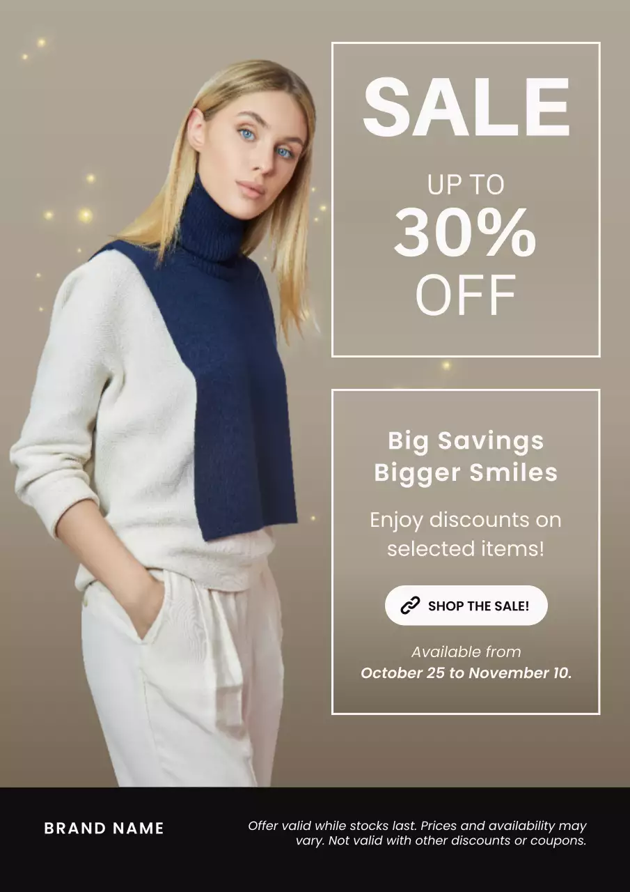 Beige and White Minimalist Fashion New Year Sale Poster