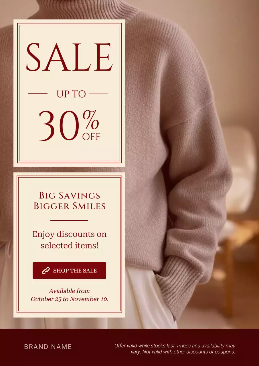 Red and Cream Minimalist Christmas Sale Poster