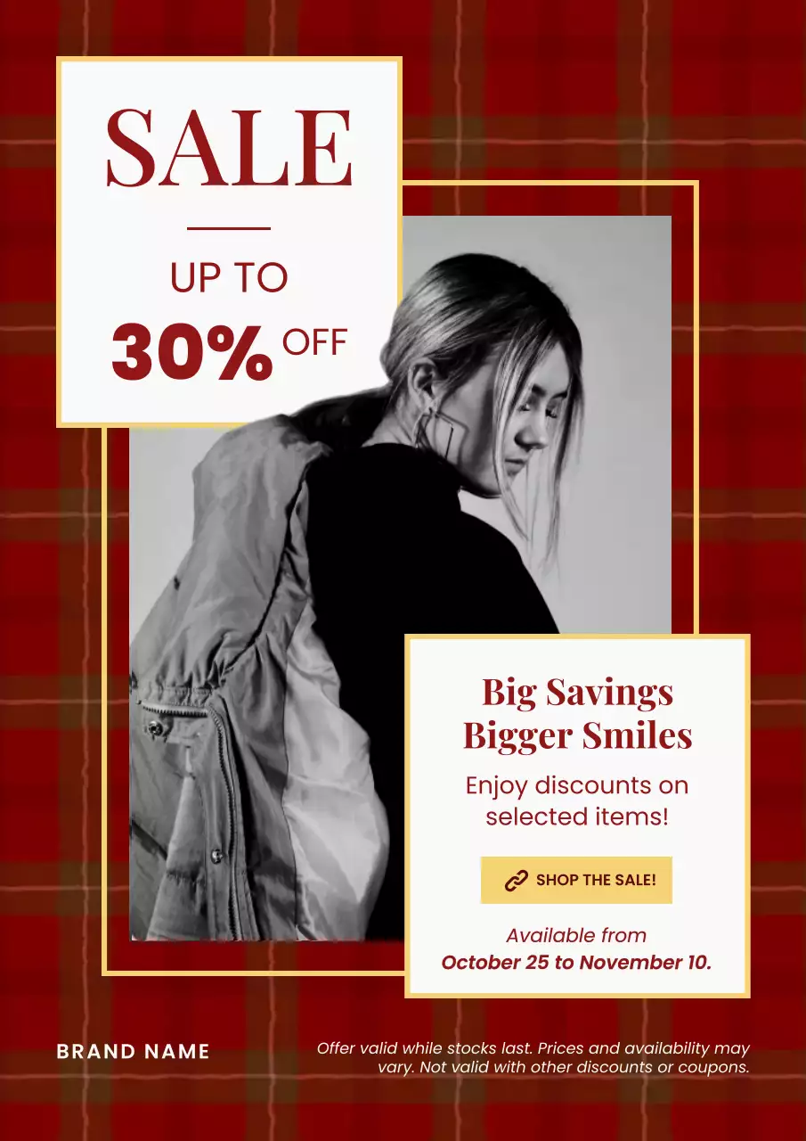 Red and White Modern Minimalist Fashion New Year Sale Poster