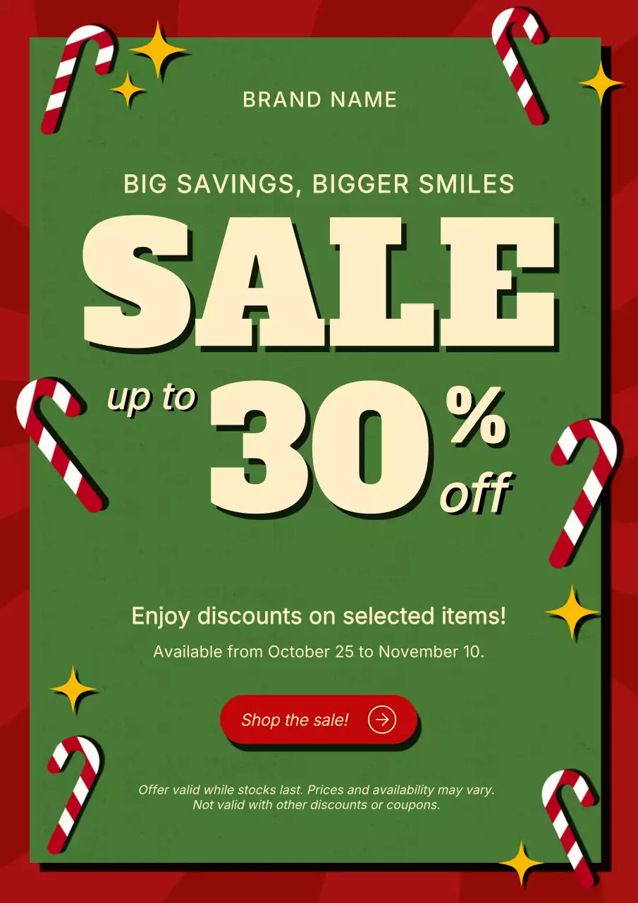Green and Red Retro Bold Christmas Promotion Poster