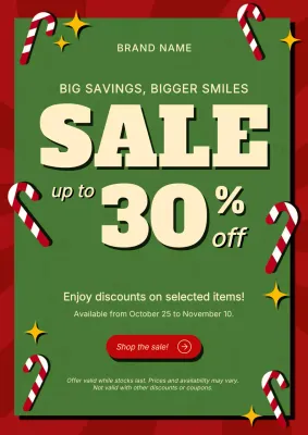 Green and Red Retro Bold Christmas Promotion Poster