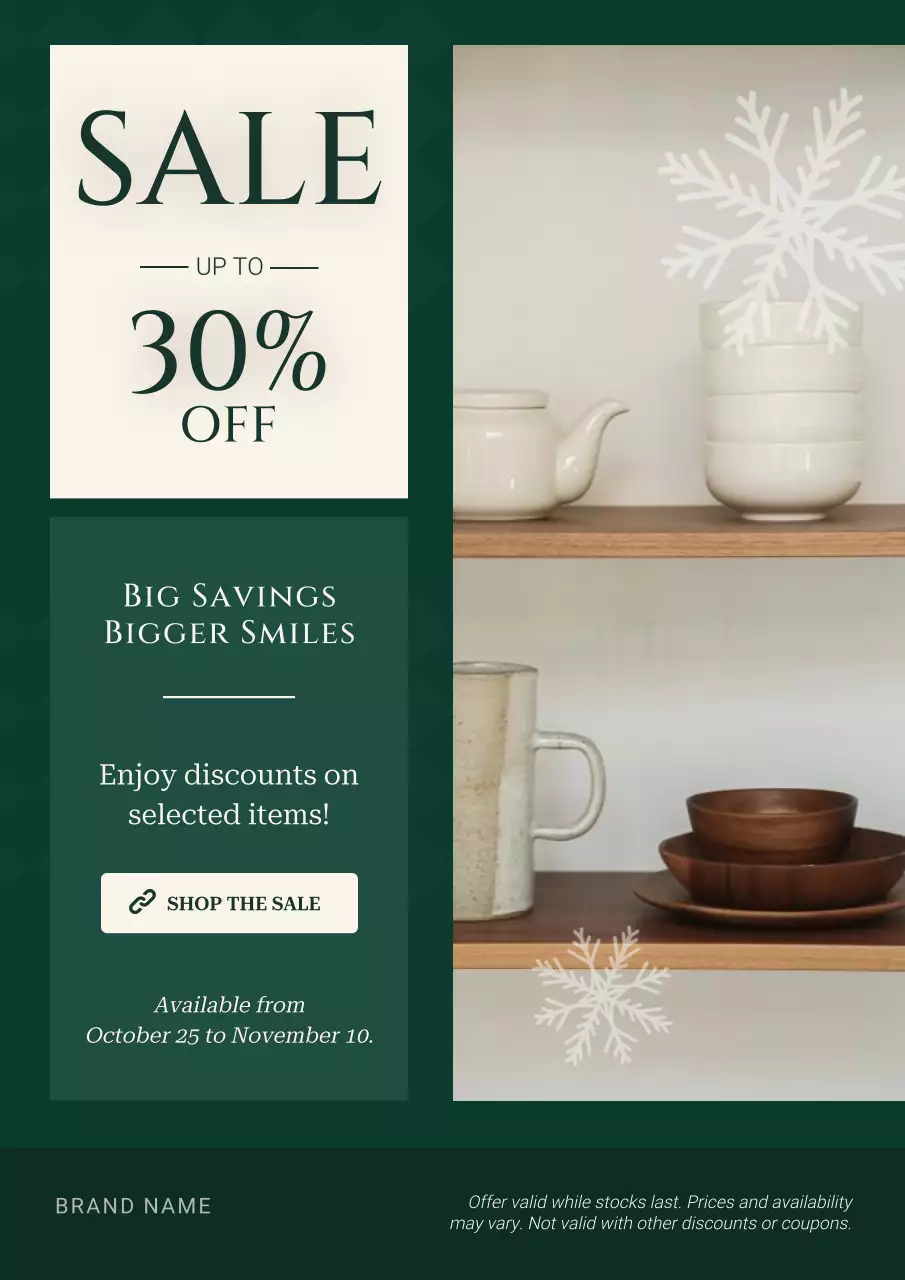 Green and Beige Minimalist Christmas Sale Poster