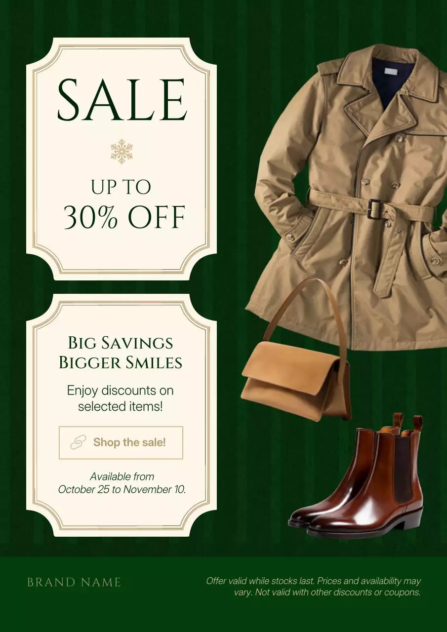 Green and Cream Classic Vintage Christmas Sale Poster