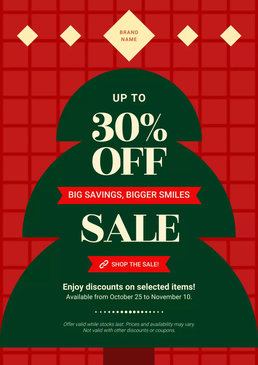 Red and Green Geometric Classic Christmas Sale Poster